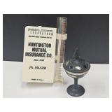 VTG Huntington Guage, 4" Etched Metal Compote