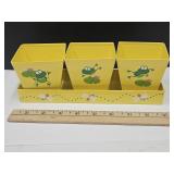 3 Metal Frog Planters & Tray 9" L