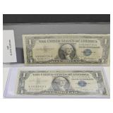 Two $1 Silver Certificates 1957 & 57 B
