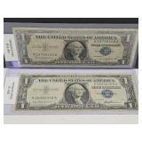 Two $1 Silver Certificates 1957 & 57 B