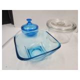 VTG 6 1/2"W Dish w Lid, Sm Candy Jar, & Bowl