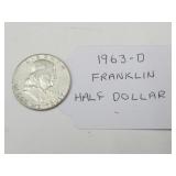 1963 D Silver Franklin Half Dollar Coin
