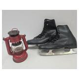 Vintage Ice Skates & 8" Lantern