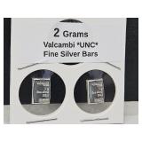 2 Grams Valcambi Silver Bars