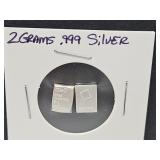 2 Grams .999 Silver Bars