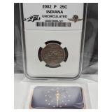2002 P UNC Indy Quarter & 1 Oz Sealed Copper Bar