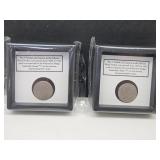 2 Cased V Nickel Coins