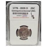 New 2026 D Declaration of Independence UNC Quarter