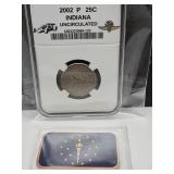 2002 P Indy Quarter & 1 Oz Sealed Copper Bar