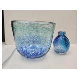 6"W Art Glass Bowl & 4" Vase