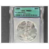 Graded 1990 MS 69 Silver Eagle $1 Coin