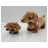 2 TY Dachshund Weenie Dogs 8" & 12"Long