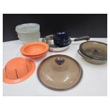 Sm Cobalt Blue Bowls, Clear Bowls, Skillet, Wheats
