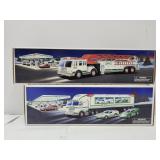 2 NIB Hess FIRE TRUCK & Truck with Race Cars