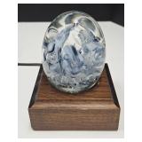 Beautiful Je Rice Glass Paperweight With Display