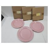 3 Longaberger Pink Dinner Plates