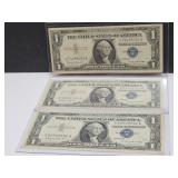 (3) 1957 Blue Seal 1 Dollar Currency Notes