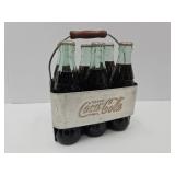 Vintage Coca Cola Bottle Carrier & 6 Bottles
