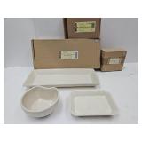 Longaberger Ivory Tasting Tray, Spoon Rest, & Bowl