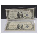 (2) 1935 Blue Seal 1 Dollar Currency Notes