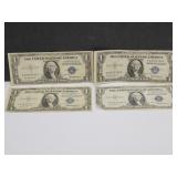 (4) 1935 Blue Seal 1 Dollar Currency Notes