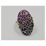 925 Sterling Ring with Purple Stone SZ 7