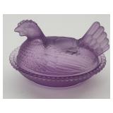 New Not Vintage Glass Hen on a Nest 4.5"