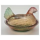 New Not Vintage Glass Hen on a Nest 4.5"