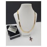 RIM Robert Morris SZ 6 Ring & Gold Tone Chain 16"