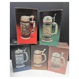 5 Avon Beer Steins in boxes