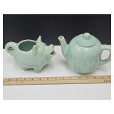 Pottery Pig Creamer & USA Tea Pot