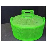 Green Depression Uranium Glass Butter Dish With Ld