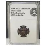 1938 A WWII Germany (2pf) Bronze Coin