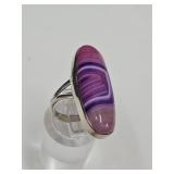 925 Sterling Silver W Purple Stone Sz 5.5