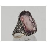 925 Sterling Silver Ring W Silhouette Sz 8.5