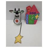 2 Art Clocks, Metal Art & House
