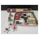 VTG Cookie Cutters, Sewing , Rolling Pin W Box
