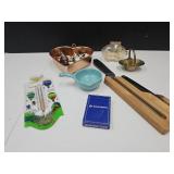 Glass Piggy Bank, Miniatures, Ashtray, Brass 4.5"