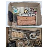 Vintage Hardware, Locks,  Leather Tooled Wallet +