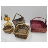 Amber Oil Lamp Base & Basket Decor