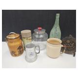 VTG Counter Top Jar , Porcelain Enamel, Botle +
