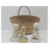 2 Precious Moments & Nvember Girl + Woven Basket