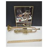 Antique Brass Professional Hayes Trumpet &  Art