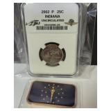 2002 P UNC Indy Quarter & 1Oz Sealed Copper Bar