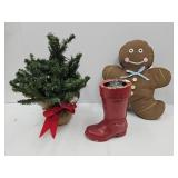 VTG Christmas Decor- Cardboard Santa Boot 10"H, +