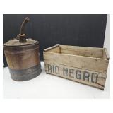 5 Gal Oil Can &  Advertising  Wood Crate