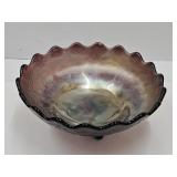 8" w Fenton Silvertobe Amethyst Footed Bowl