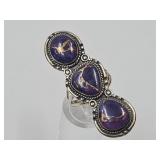 Purple Turqouise Sterling Silver Ring Sz 8.5