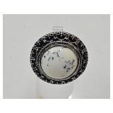 Sterling Silver Round Dendritic Opal Ring  Sz 8.5