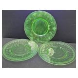 3 VTG Uranium Glass Plates 8" wide